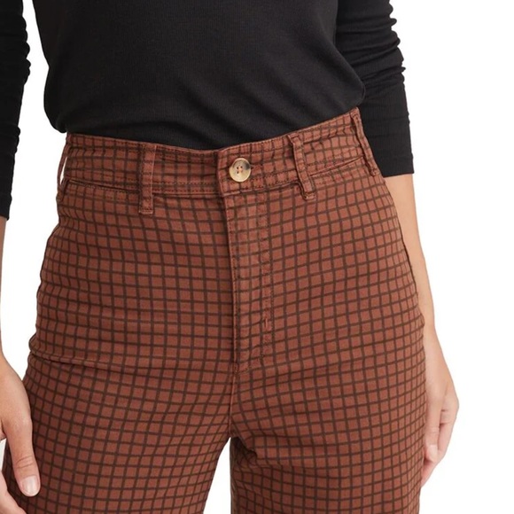 Marine Layer Rust Plaid Cropped Pants - Picture 4 of 15